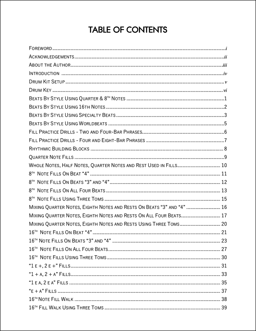 How To Build A Drum Groove Table of Contents